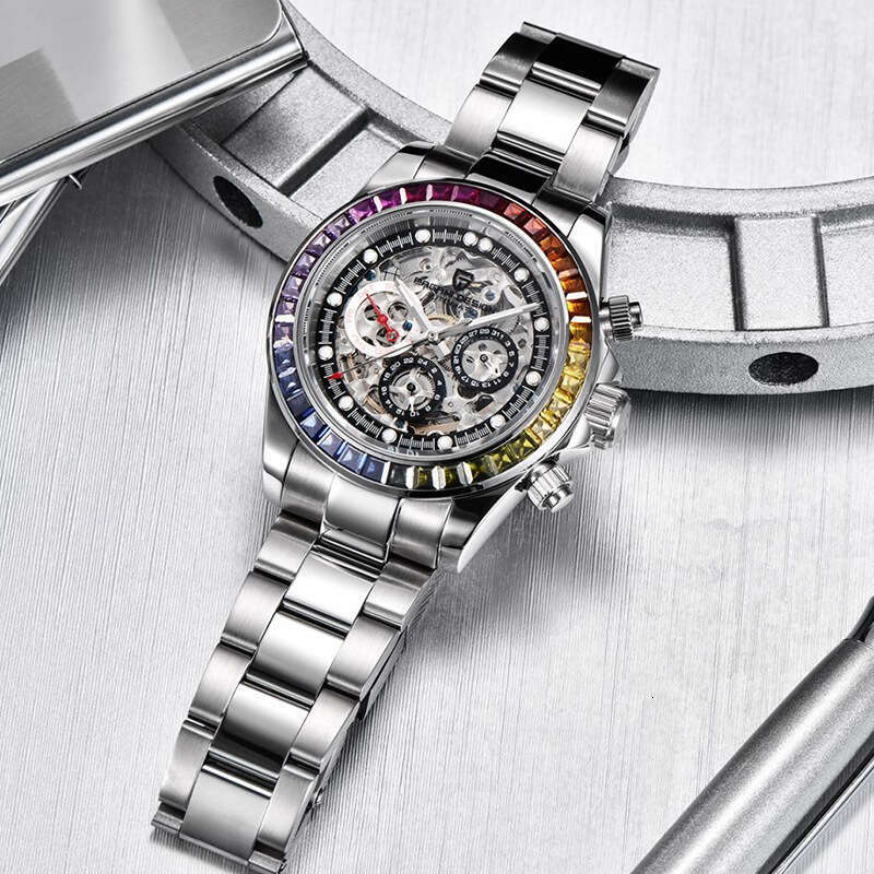 PAGANI DESIGN Stainless Steel Skeleton Dial Design Transparent Bottom Men's Mechanical Watch PD-1653