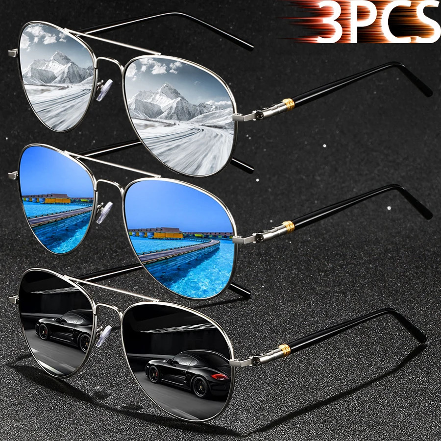 3 PCS Fashion Vintage Square Metal Frame Sunglasses Men Women Fishing Driving y ner Sun Glasses Eyewear UV400 251013