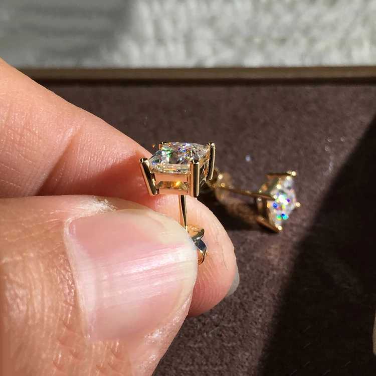 White Zircon Small Square Stone Earring Female Luxury Crystal Stud Earrings For Women Vintage Fashion Gold Color Wedding JewelryW251029