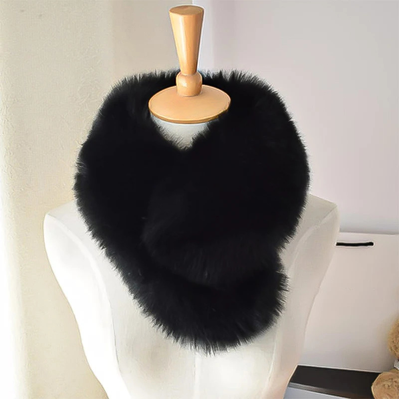 Soft Fluffy Faux Fur Scarf for Women Winter Thick Keep Warm Plush Collar Neck Warmer Ladies Elegant Neckerchief 251021