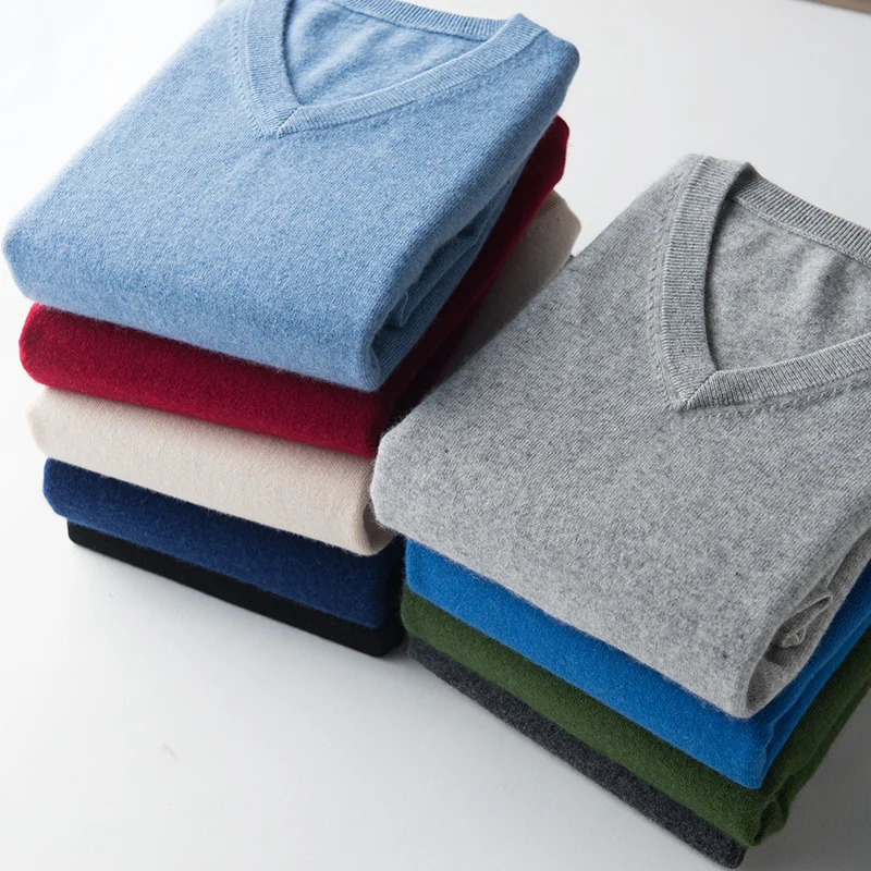 Classic Pullover VNeck Sweater Men Autumn Winter Cashmere Cotton Blend Warm Jumper Clothes Pull Homme Man Hombres Sweater 251029