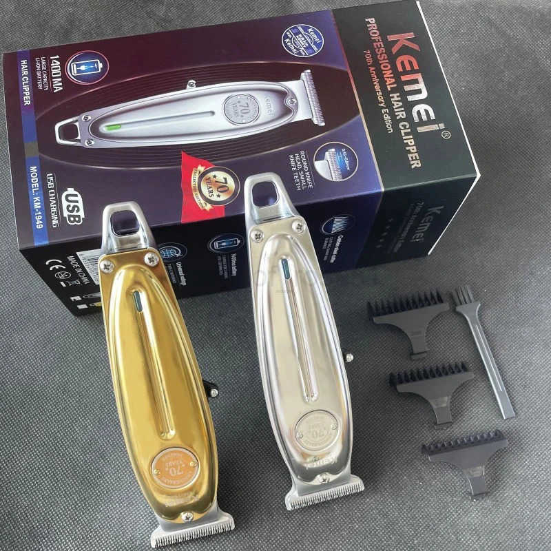 Kemei KM1949 Gold cutter barber scissors Professional Rechargeable Haircut Machine Mens Hair Clipper Kemei Z251029