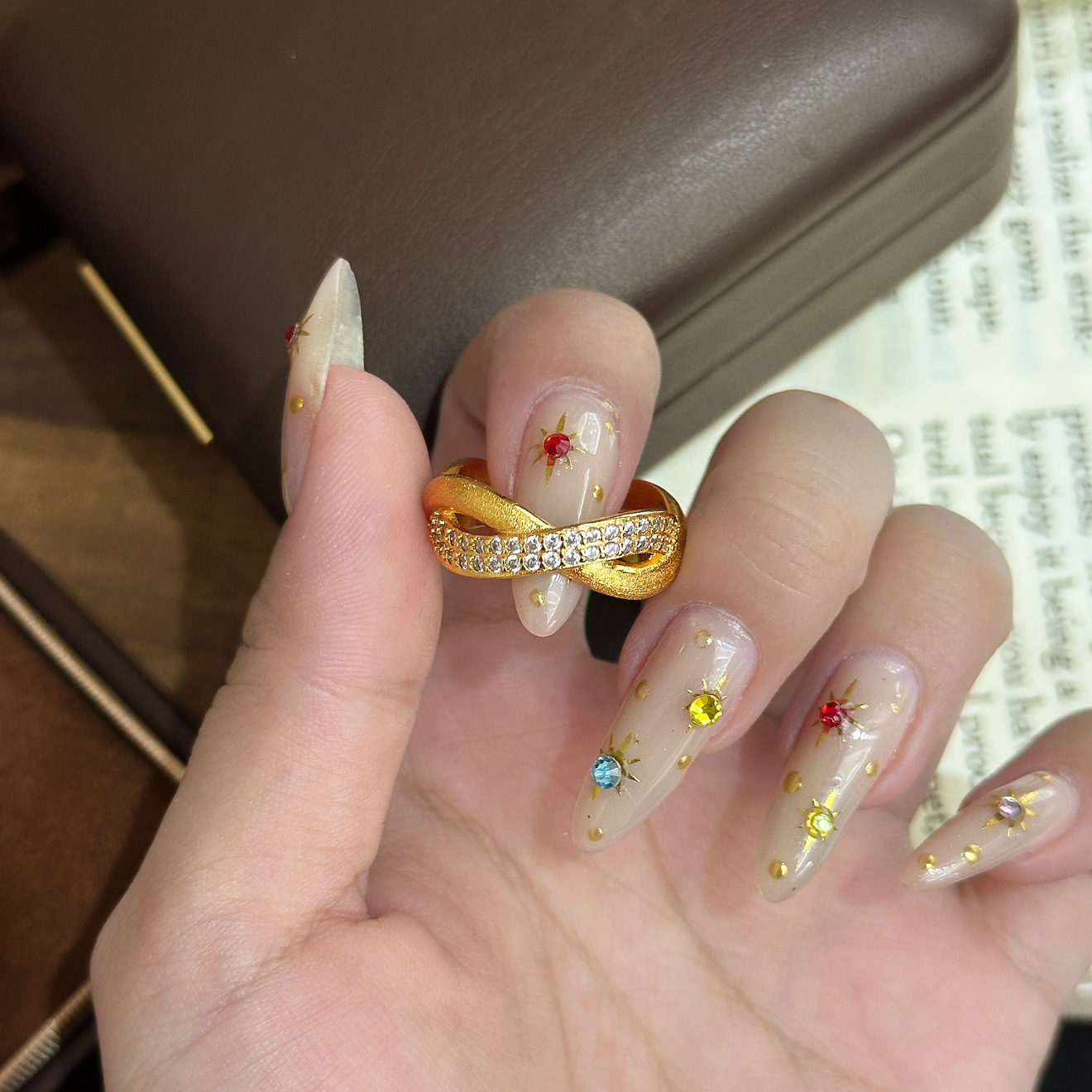 TaiYang New Sparkling Brushed Infinity Ring, Unique Vintage Elegance Stackable Index Finger Ring for Women