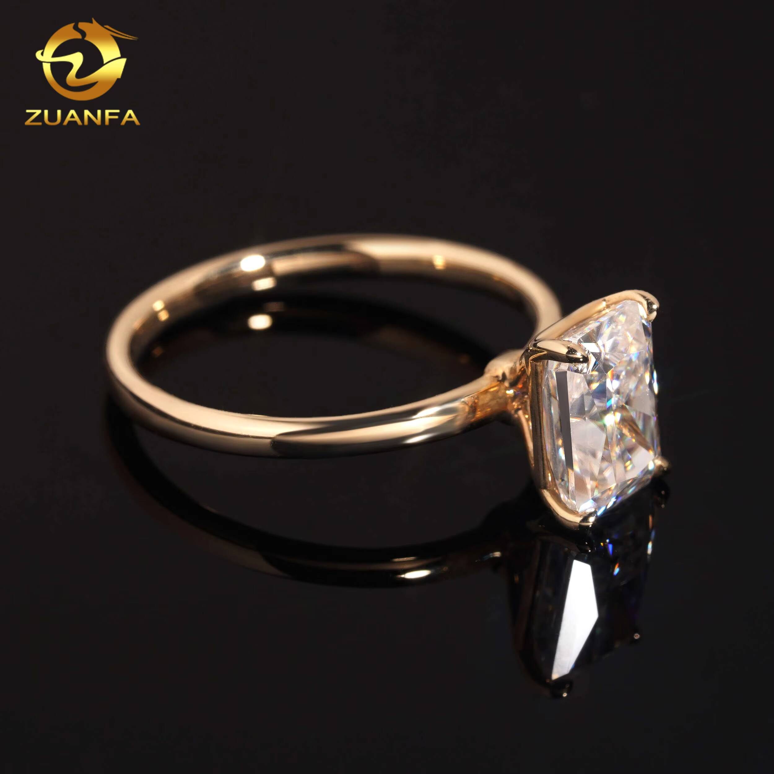 Custom Solitaire Radiant Cut Moissanite Pass Diamond Test Real10K 14K 18K RoseYellowWhite Gold Wedding Engagement Ring