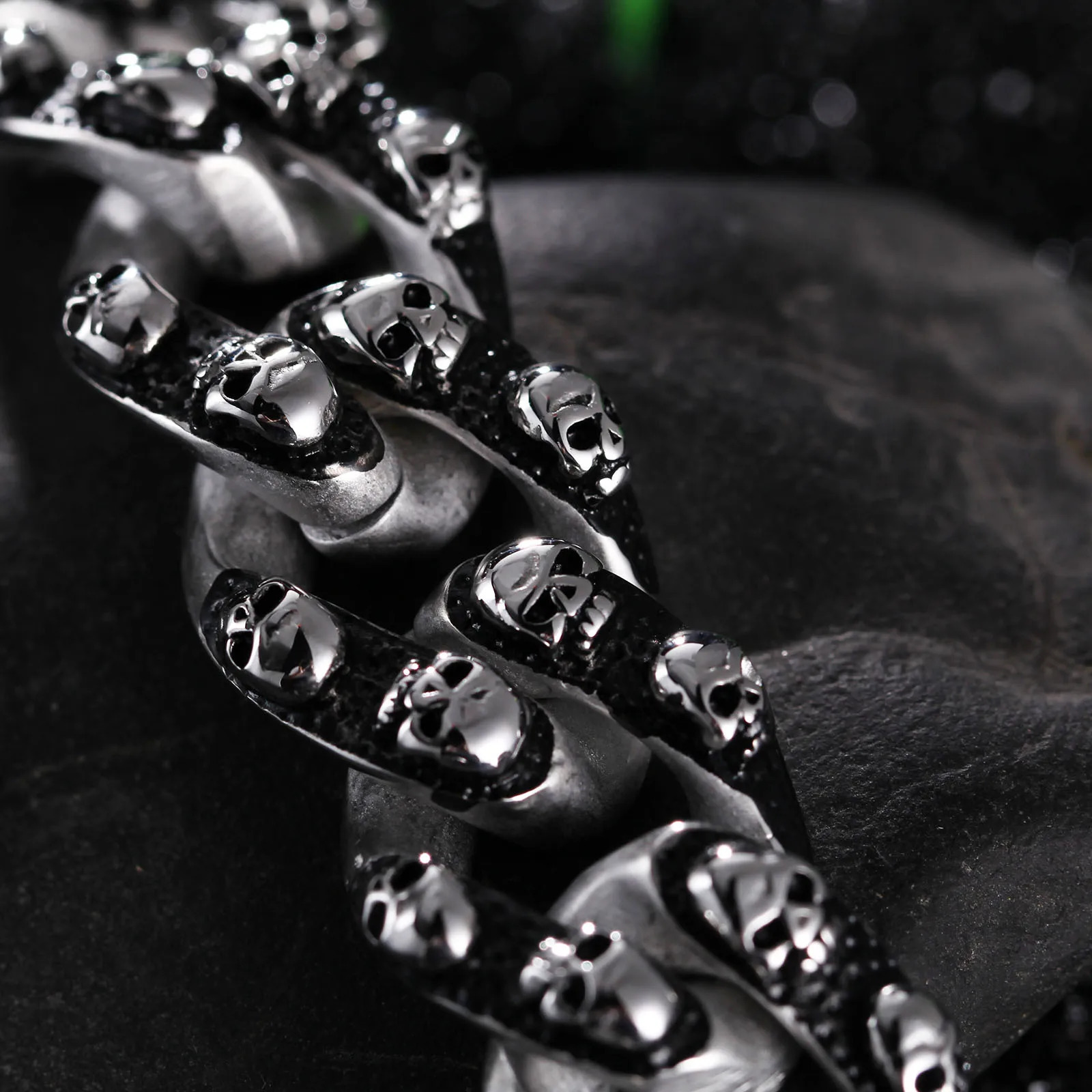 20mm Fashion Male Skeleton Chain Bracelet Stainless Steel Retro Cross Vintage Black All Skull Chain Bracelets Jewelry 251028