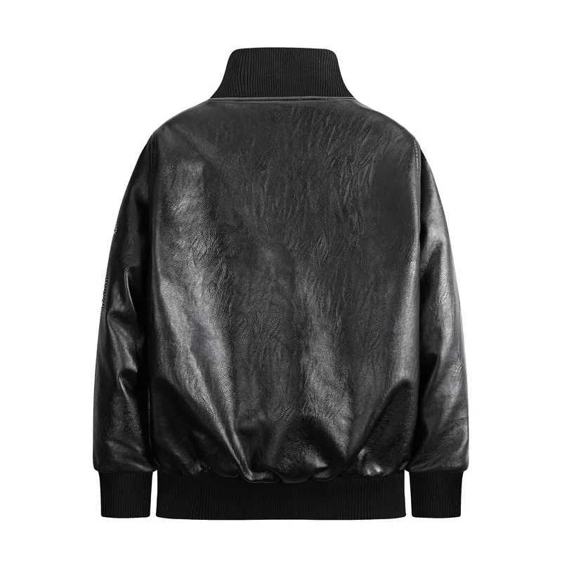 Spring Autumn American New Fashion Mens Casual Trendy Patch Work Zipper Stand Collar Faux Leather Jackets Male Clothes CoatsT251029