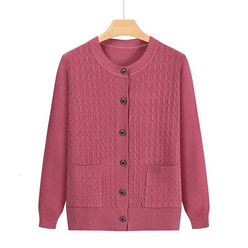 Fashion Grandma Knitted Cardigan Autumn Winter New Womens Sweater Top Middle Aged Mother Knitwears Coat T251028