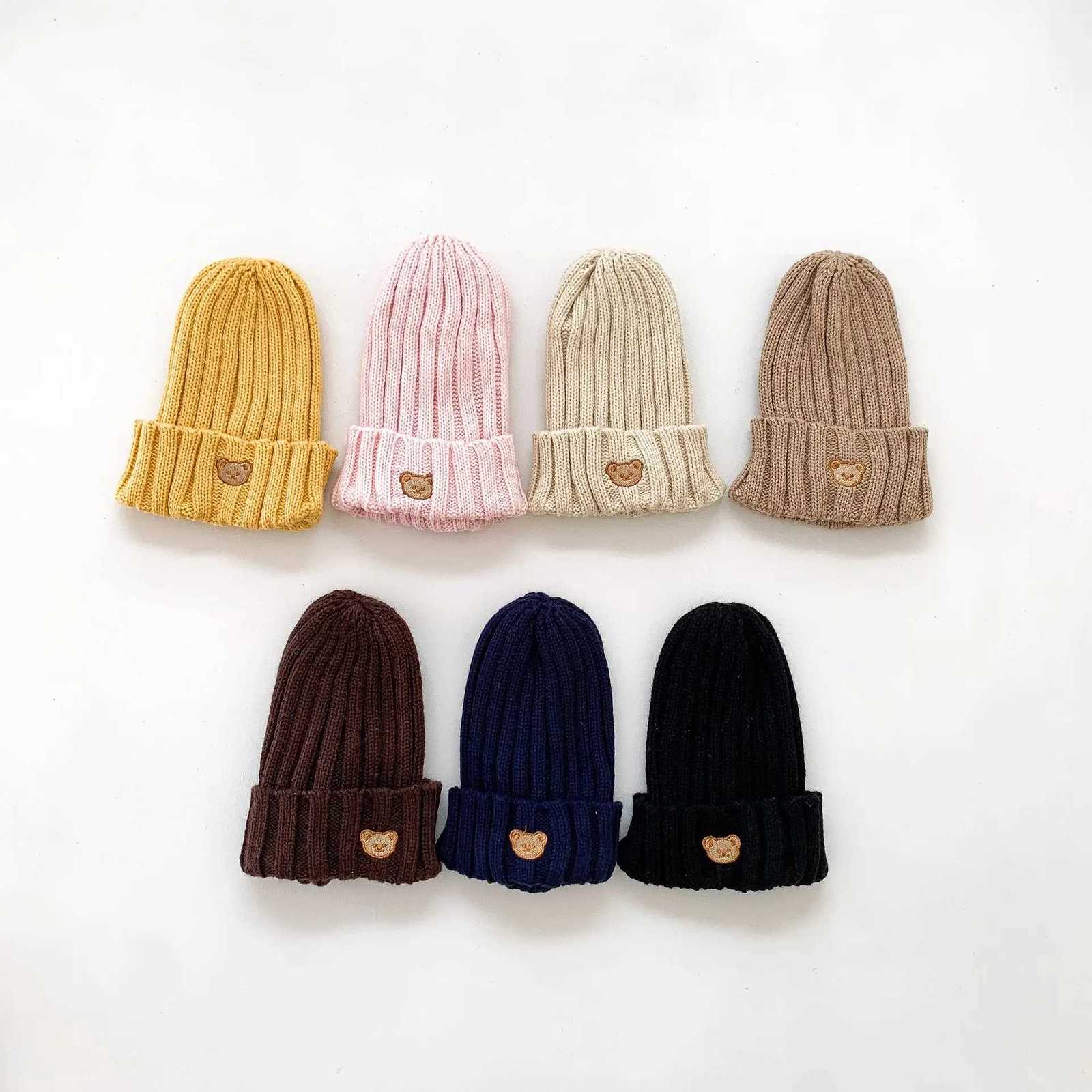 Soft Warm Baby Beanies Knitted Hats For Toddler Children Bear Embroidery Kids Boys Girls Spring Autumn Winter Caps 11 Colors251028