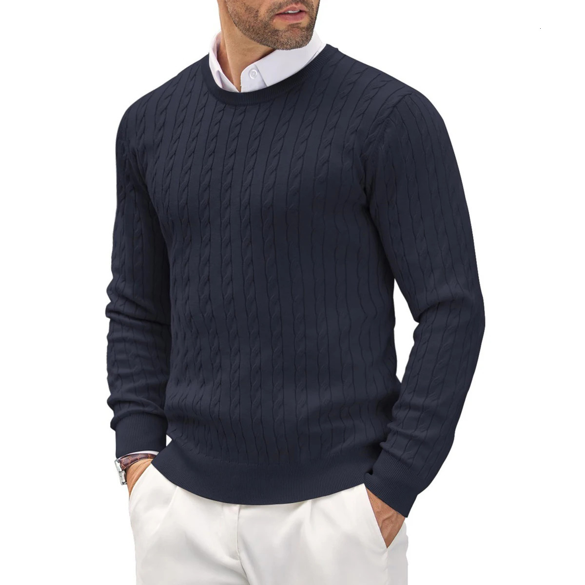 Spring Autumn Mens ONeck Knitted Sweater Fashion Slim Fit Smart Casual Knit Pullovers Men Long Sleeve Knitting Sweaters Top 251029