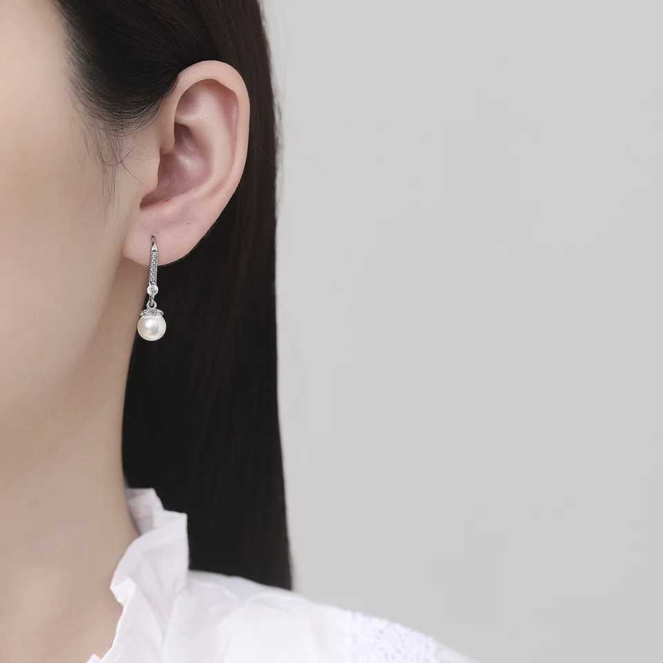 925 Sterling Silver Drop Earrings Inlaid With AAAAA Zircon Imitation Pearls Womens Earrings Party Wedding Jewelry AccessoriesW251029
