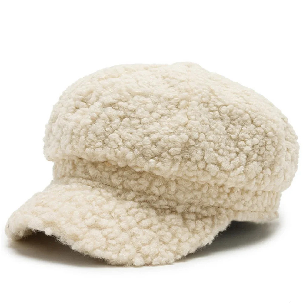 Fashion Lamb Wool Berets for Women Autumn Winter Painter Hat Octagonal Cap 251029