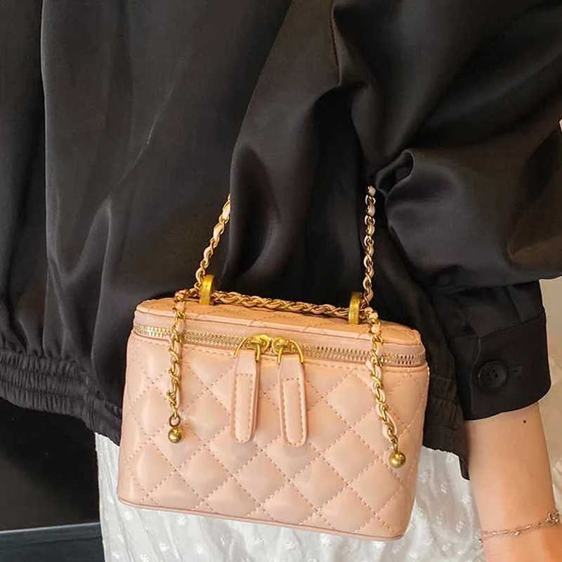 Highgrade Box Shape Crossbody Bags Women Korean Style Summer Versatile Double Zippers Chains Single Shoulder Bucket Bags W251029
