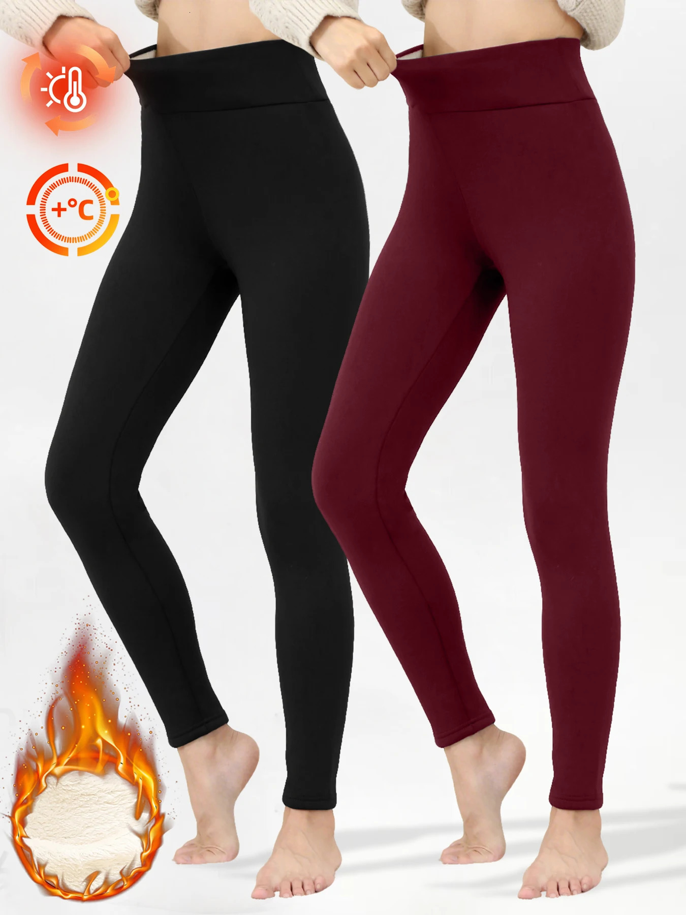 12 PCS Autumn Winter Warm Fleece Pants Women High Waist Leggings Velvet Thicken Tights Elastic Slim Prevent Cold Trousers 251029