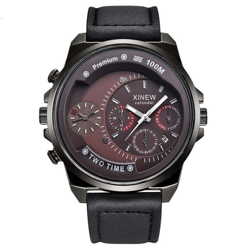 New Men's Brand Fashion Leather Strap Gift Simple Calendar Quartz Watch