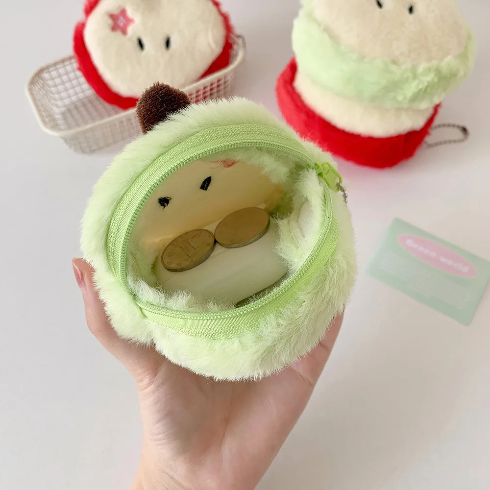 Kawaii Mini Apple Plush Coin Purse Creative Cartoon Mini Storage Bag Zero Wallet Cute Apple Coin Purse Holiday Party Gifts 251029
