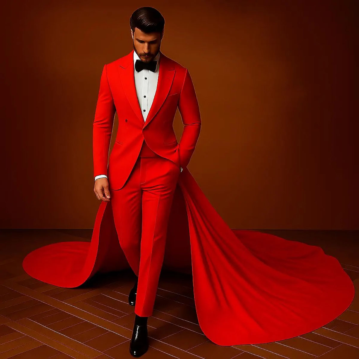 Men Suits Customized Long Jacket Groom Wear Wedding Party Tuxedos 2 Pieces Pants Cosplay Costumes Homme