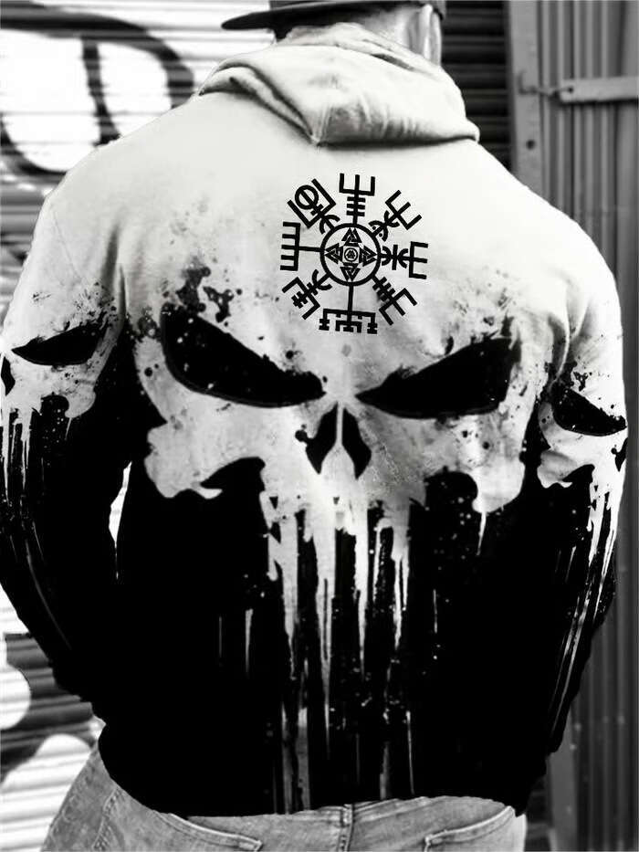 Hoodie Men winter Y2K Hip Hop Designer Women Gothic Skull Cartoon Pattern Print Black Ultra David Coat Men's Women's Gothic Pullover Clothin