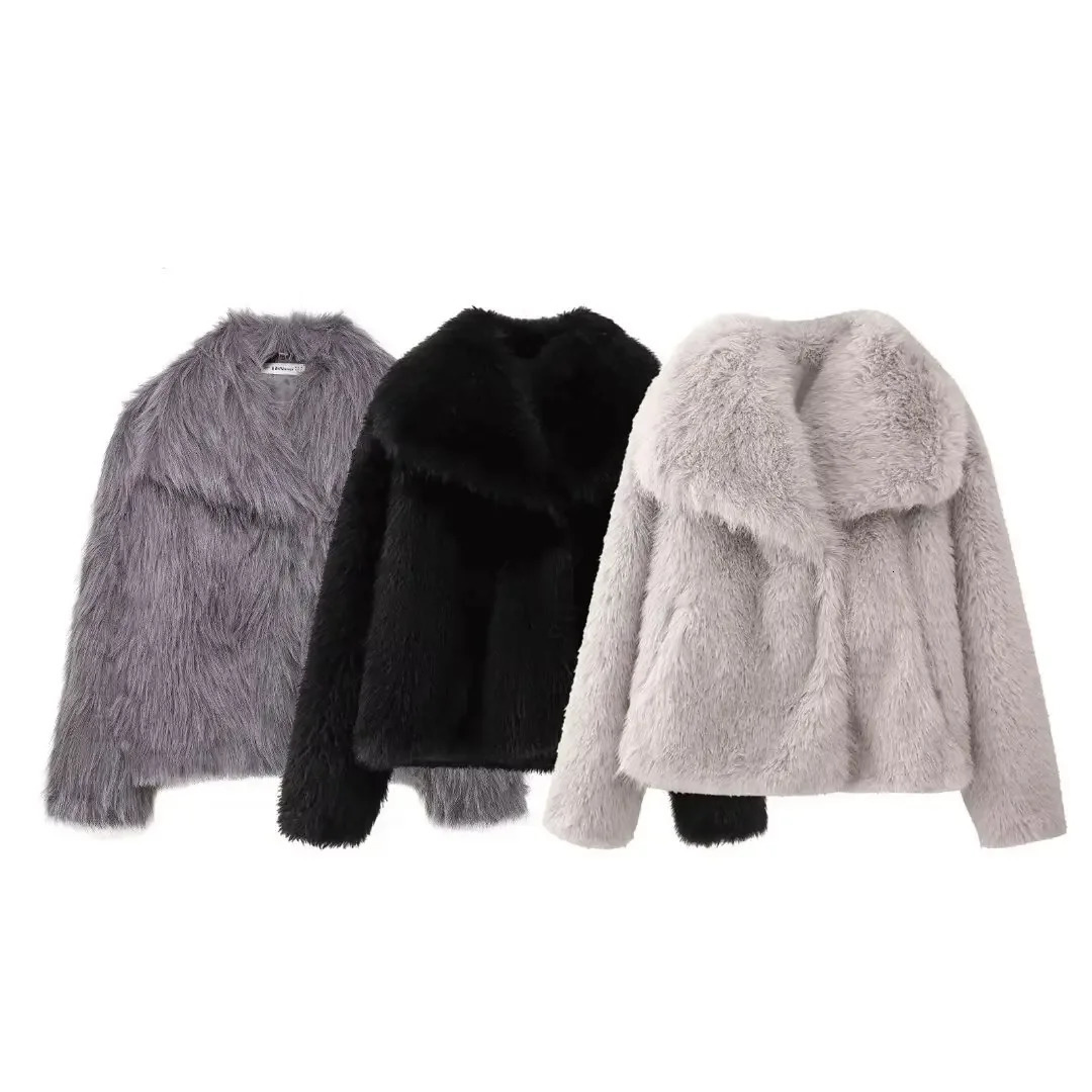 Womens Artificial Fur Coat Winter Style Collar Stand up Windproof Effect CrossBorder Fashion Outerwear 4360240 251028
