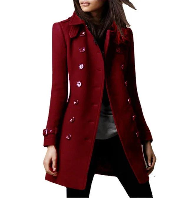 Women Autumn Winter Fashion Casual Coat Long Sleeve Trench Double Breasted Button Coat Warm Outwear abrigos de mujer 251029