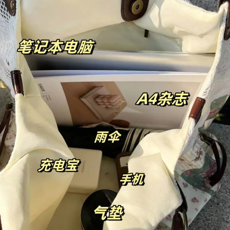 Vintage Contrast Color Patchwork Handbags Women Fairy Floral Print Chic Underarm Bag Casual Shopping Shoulder Bags Y2k Aesthetic 251029