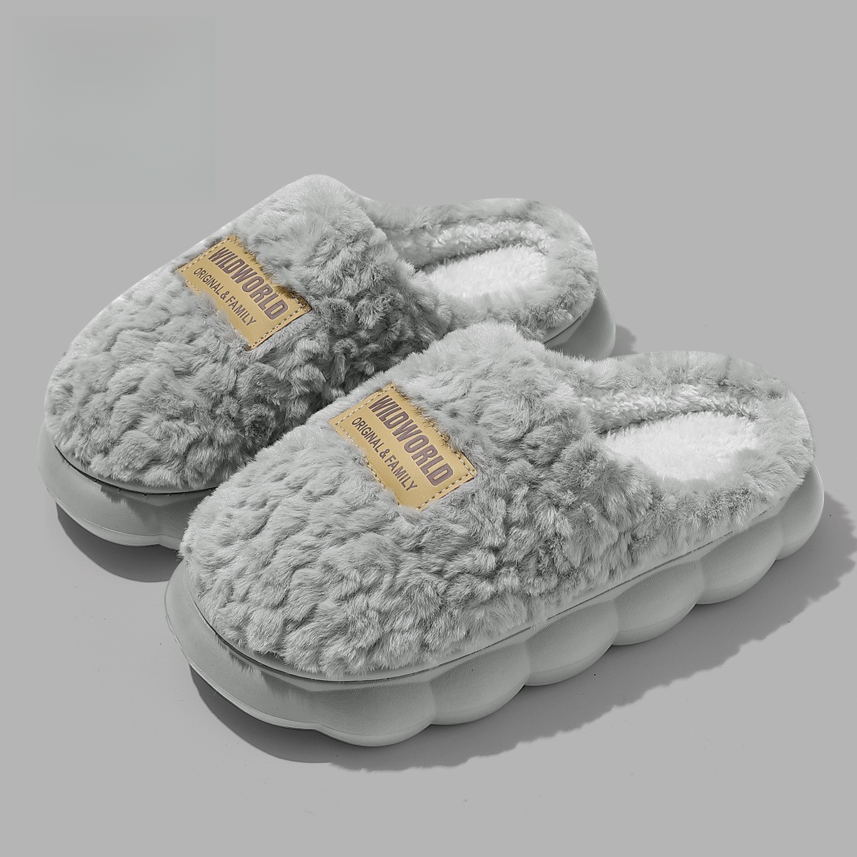 Designer cotton slippers for women, thick-soled for autumn and winter, home, indoor, warm and anti-slip, couple, men, wholesale of wool cotton slipper