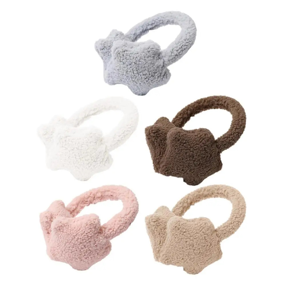 Y2K Star Fluffy Earmuffs Earplugs Cold Protection Women Ear Cover Keep Warm Solid Color Plush Earmuffs Cycling Accessories 251029