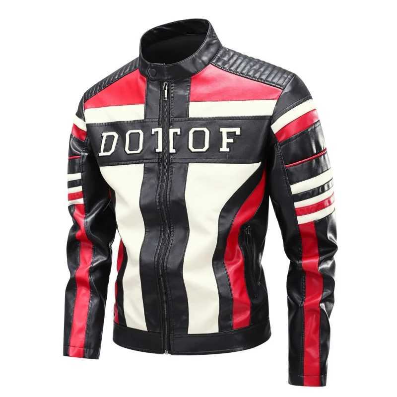 High Street Mens Vintage Biker Leather Jacket Autumn Winter Retro Stand Collar Motorcycle PU Coat Warm Windproof Casual JacketT251029