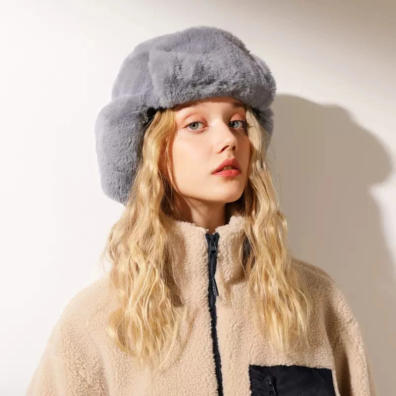 Womens Hat Winter HaTt Ushanka for Female Thicken Cold Cap Warm Windbreak Pilot with Earflaps 251013