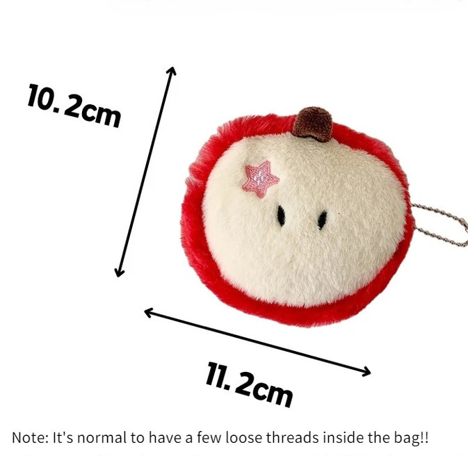 Kawaii Mini Apple Plush Coin Purse Creative Cartoon Mini Storage Bag Zero Wallet Cute Apple Coin Purse Holiday Party Gifts 251029