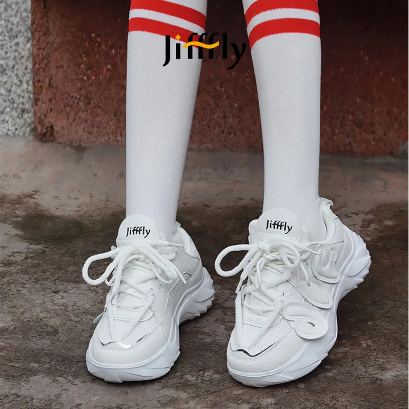 Jifffly Dad Shoes for Women 2025 New Retro Brand Versatile White Shoes Couple Sports Shoes Wear-Resistant Easy-Match