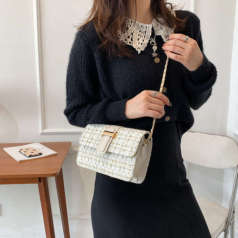 Summer Textured for Women Trendy New Fashion Simple Shoulder Casual Crossbody Woolen Small Square Bag