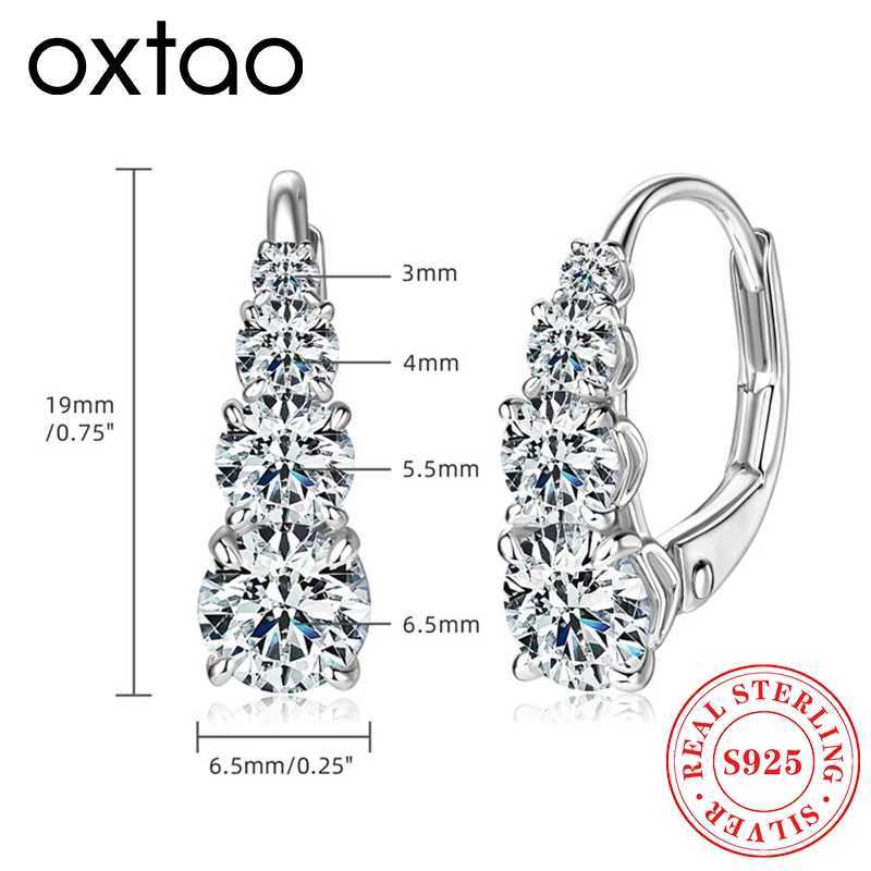 OXTAO D Color 4 stone Moissanite Hoop Clip Earrings Female Unique Gradient Size 925 Sterling Silver Luxury Wedding Jewelry GiftW251029