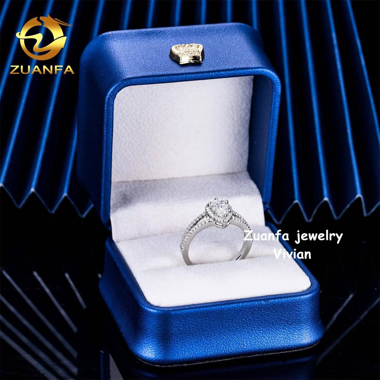 GRA Certificated VVS Moissanite Diamond Pass Diamond Tester Iced Out Fashion Sterling Silver 925 Women Wedding Rings