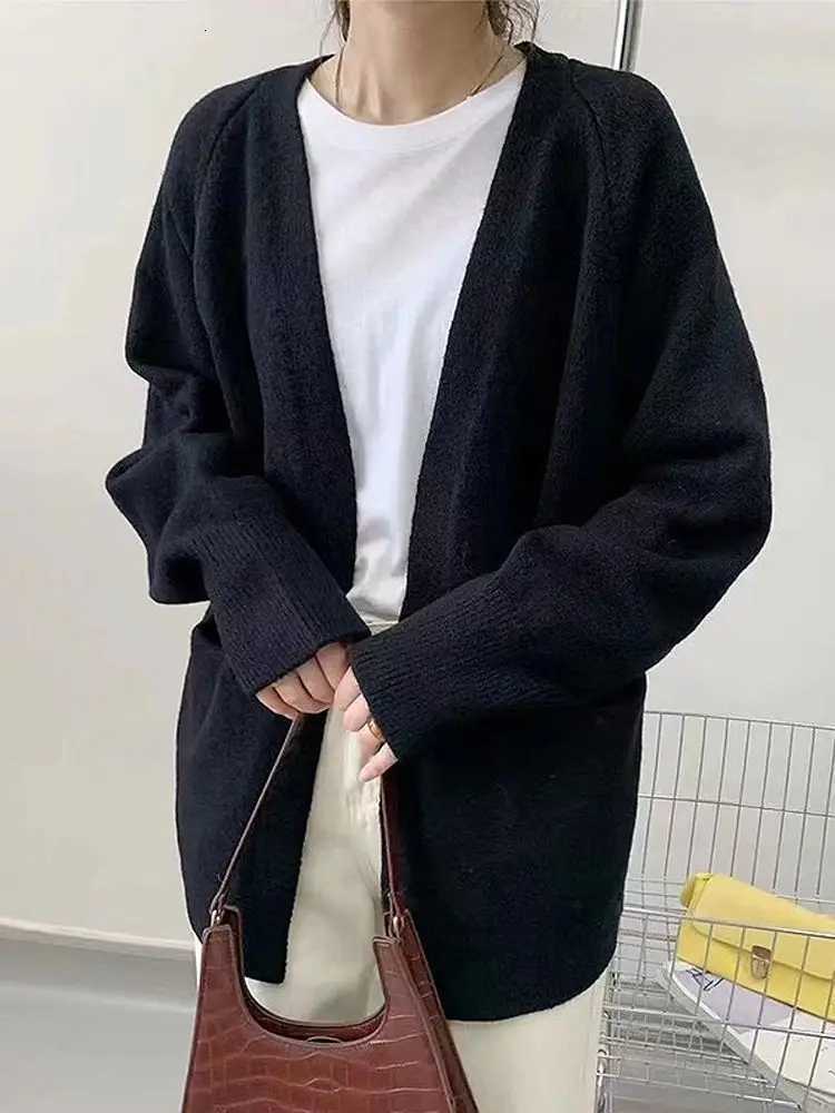 2025 New Thick Knitted Sweater Cardigan Women Loose Oversized V Neck Spring Coat Casual OutwearT251028