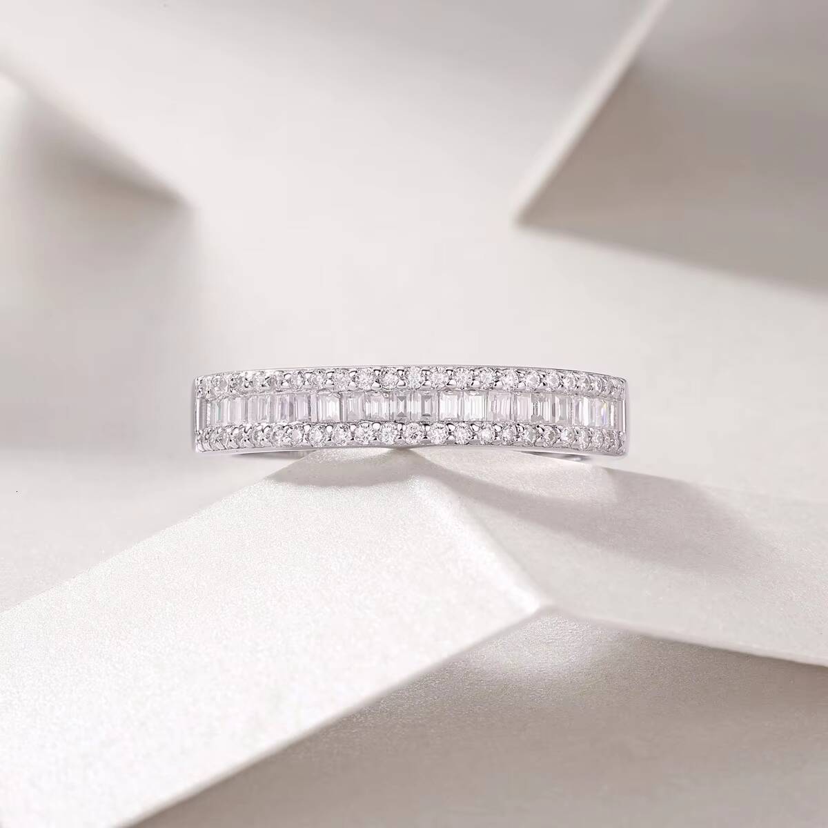 Hip Hop Style Baguette D VVS Moissanite Diamond 925 Sterling Silver Cuban Engagement Rings Wedding Party Trendy Design Women Men