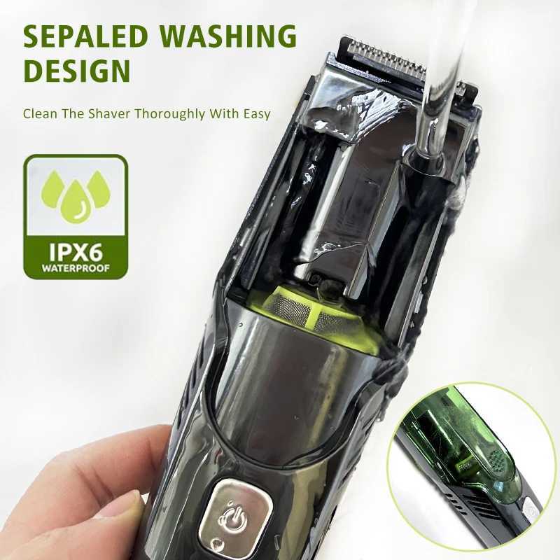 Cordless Men Beard Trimmer Rechargeable Electric Shaver with 20 Trim Builtin Vacuum Clipper for Mustache Sideburns Grooming Kit M251029