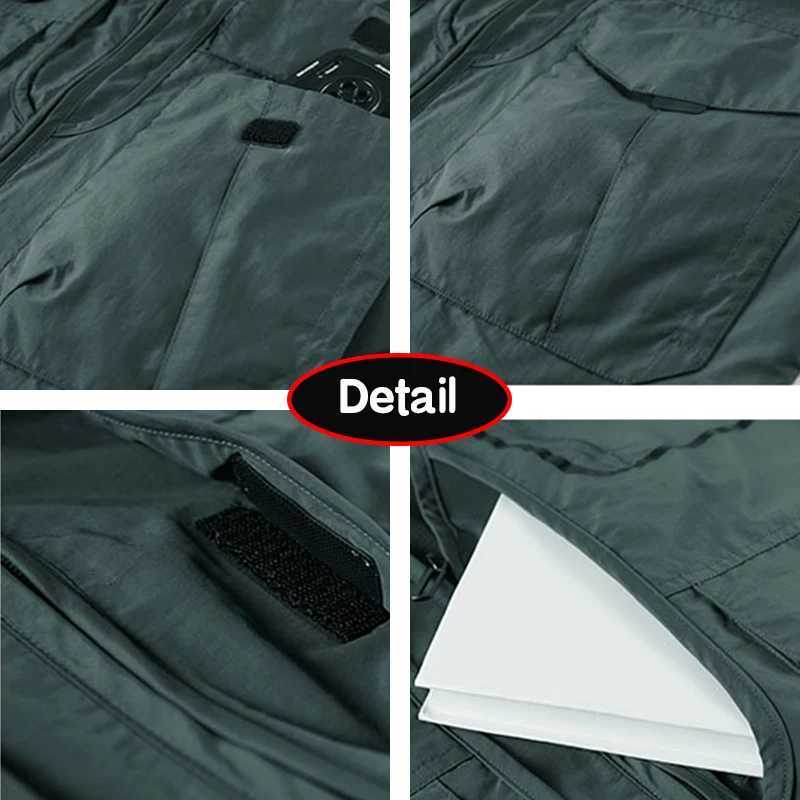 2024 Men Spring Sleeveless Many Pocket Stand Collar Vest Jackets Men Solid Color Outdoors Fishing Cargo Casual Vest Jackets Male W251029