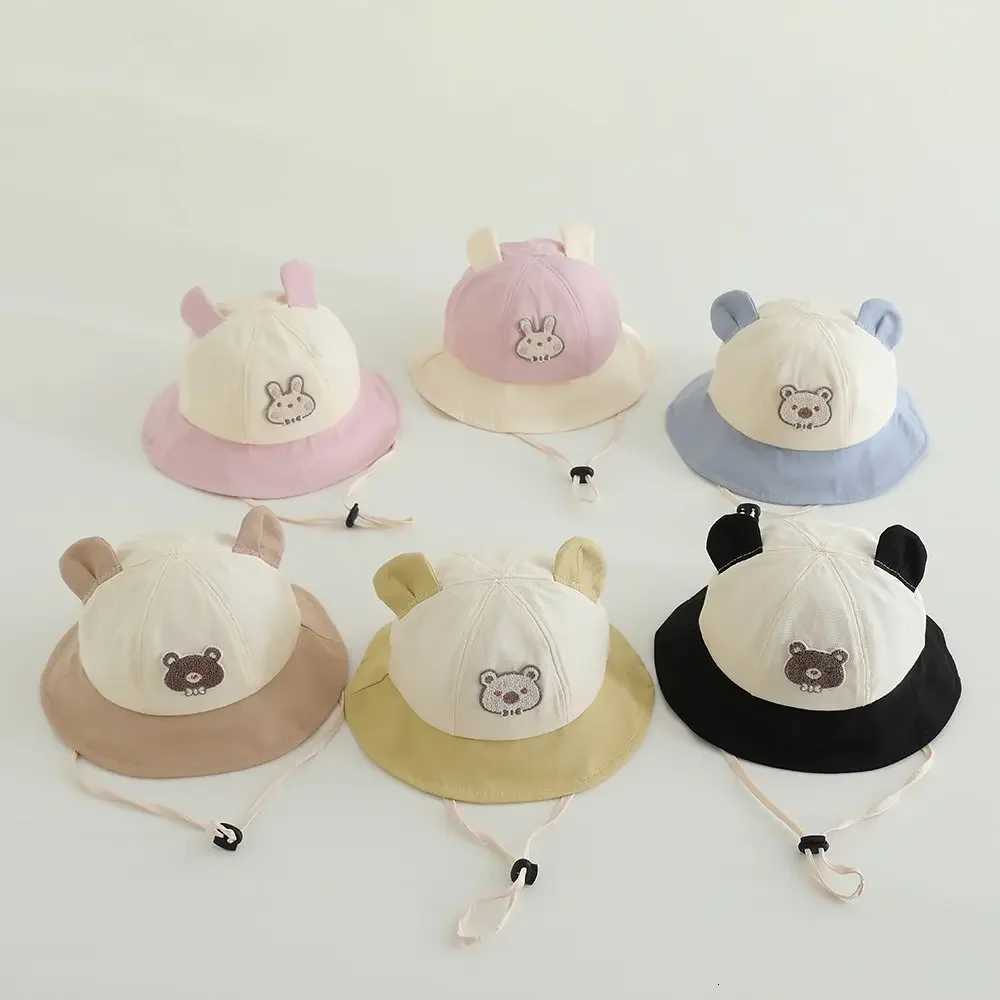 New Panama Autumn Cartoon Bear Ear Cotton Baby Bucket Hat For Boys Girls Children Beach Sun Hat Kids Uv Protection Cap251028
