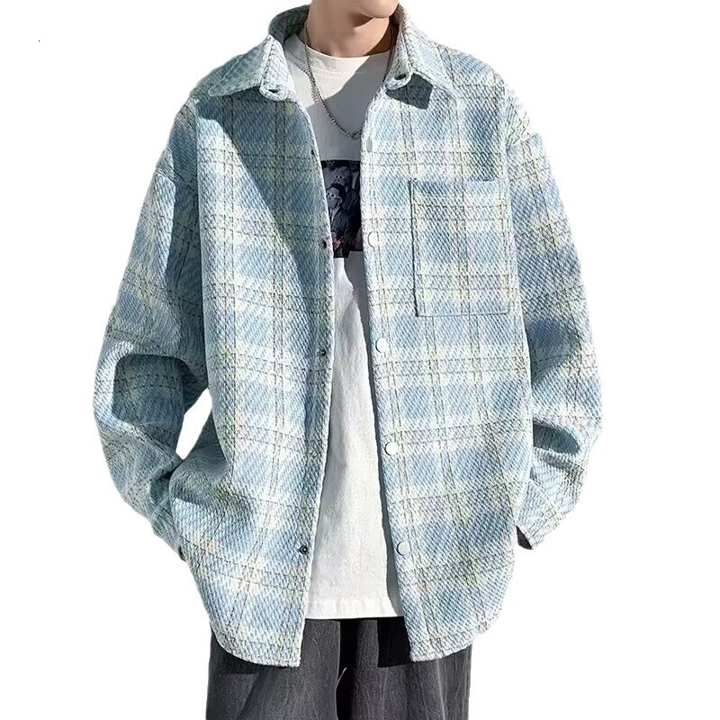 2025 Spring And Autumn Small Fragrance Style Woolen Coat Men's Trendy Designer Jacket Loose Casual Jacket High-end Cool Plaid Shirt