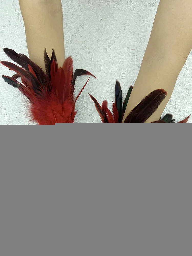 Natural Feather Sleeve Cuffs Gloves Party Cosplay Lace Wrist Cuffs Fur Sleeve Furry Accessories Carnival Stage Show Costume 251029