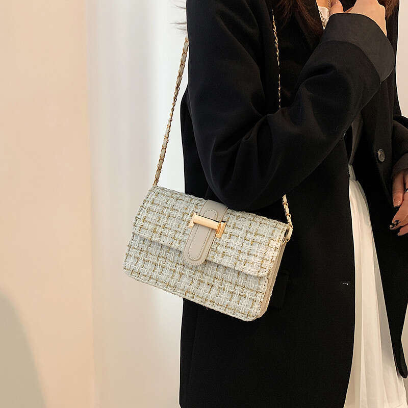 Summer Textured for Women Trendy New Fashion Simple Shoulder Casual Crossbody Woolen Small Square Bag