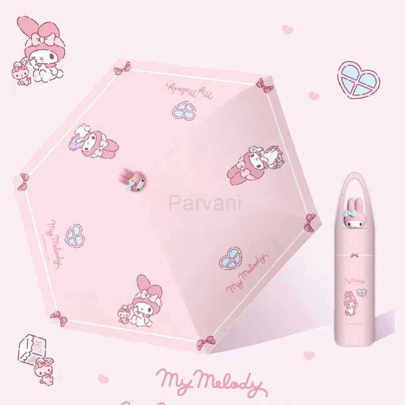 Sanrio Sanrio Cartoon 3d Doll Head Manual Umbrella Cute Sunshade Uv Protection Home Garden Household Rain Gear Umbrellas L251029