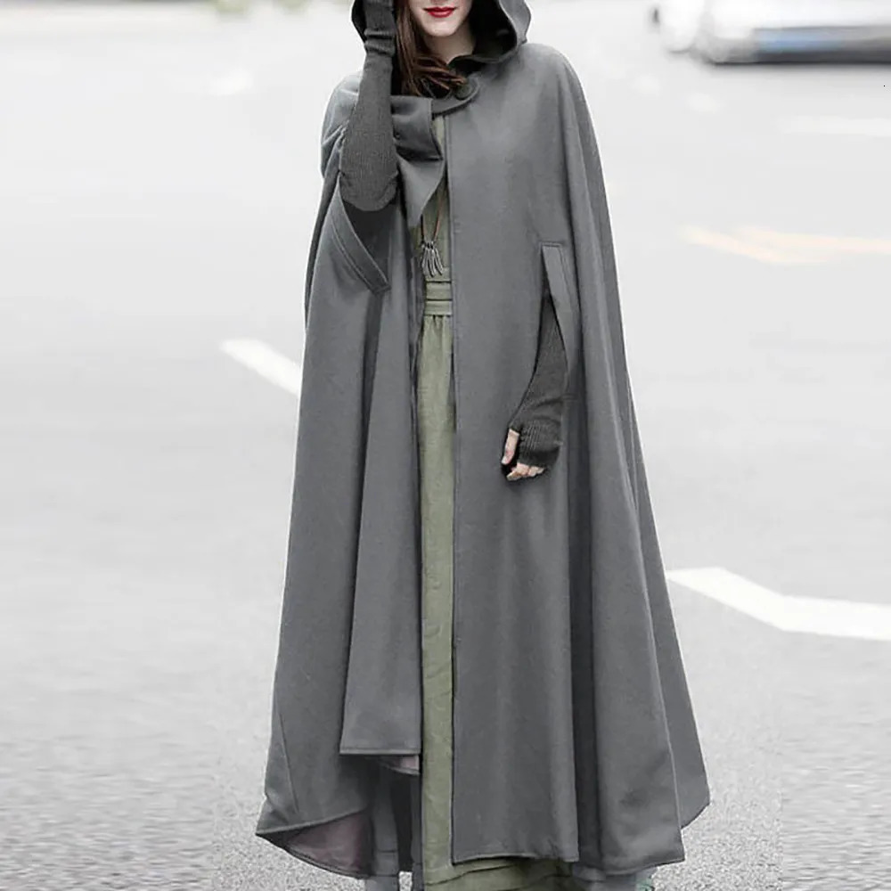 Winter Cloak Hooded Trench Coat Women Gothic Cape Women Trench Coat Open Front Cardigan Jacket Coat Cape Cloak Poncho Plus 251029