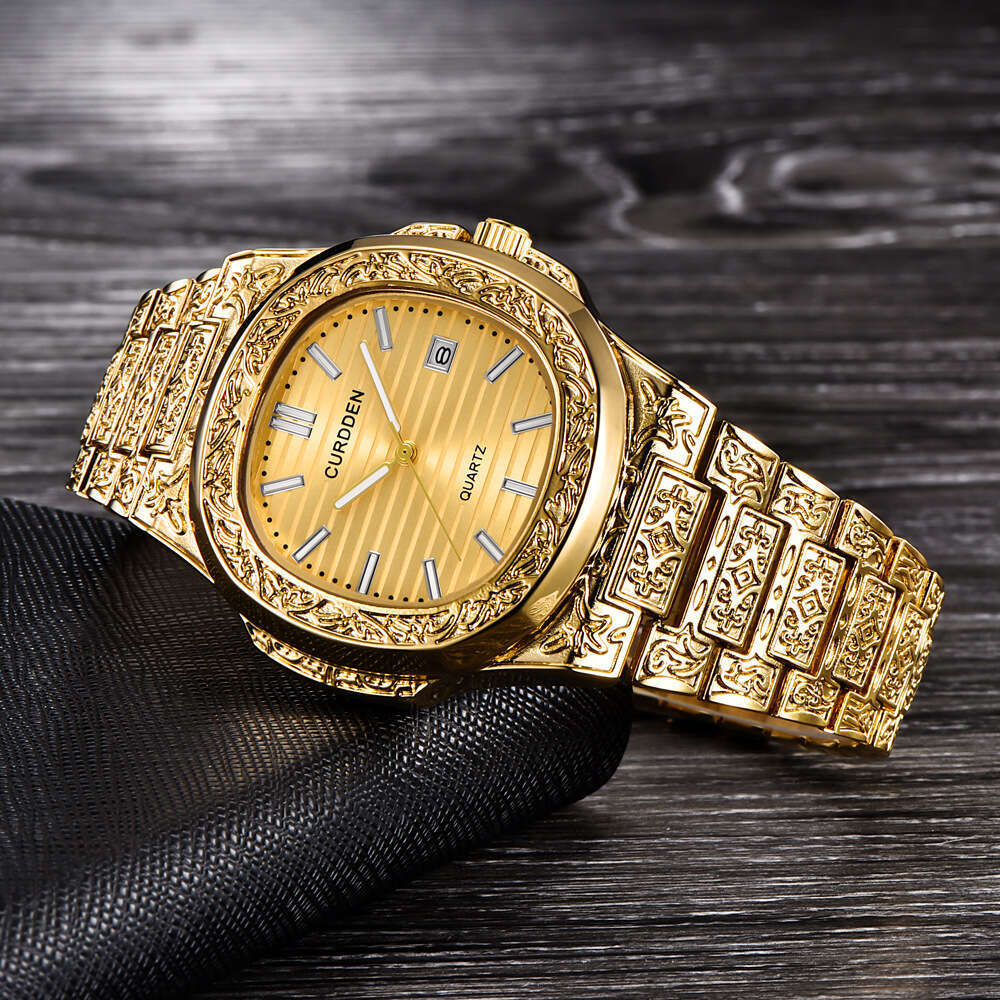 Brand Men's Hip-Hop Engraved Cool Creative Calendar Quartz Watch for Men