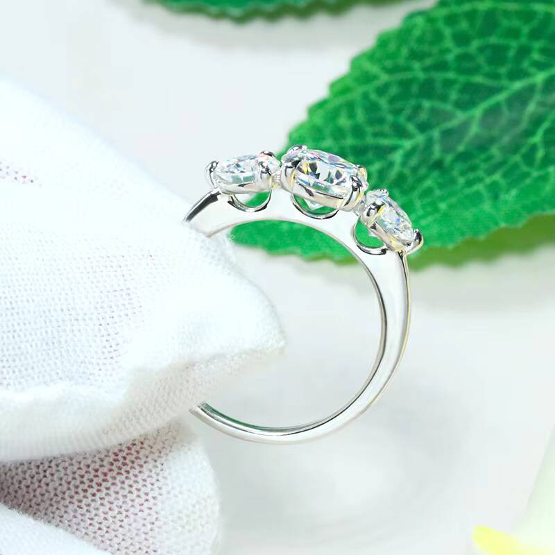 Hotsale 3 Stones Women Ring 925 Sterling Silver White Color Round Brilliant Cut VVS Trilogy 12ct Moissanite Ring for Gifts