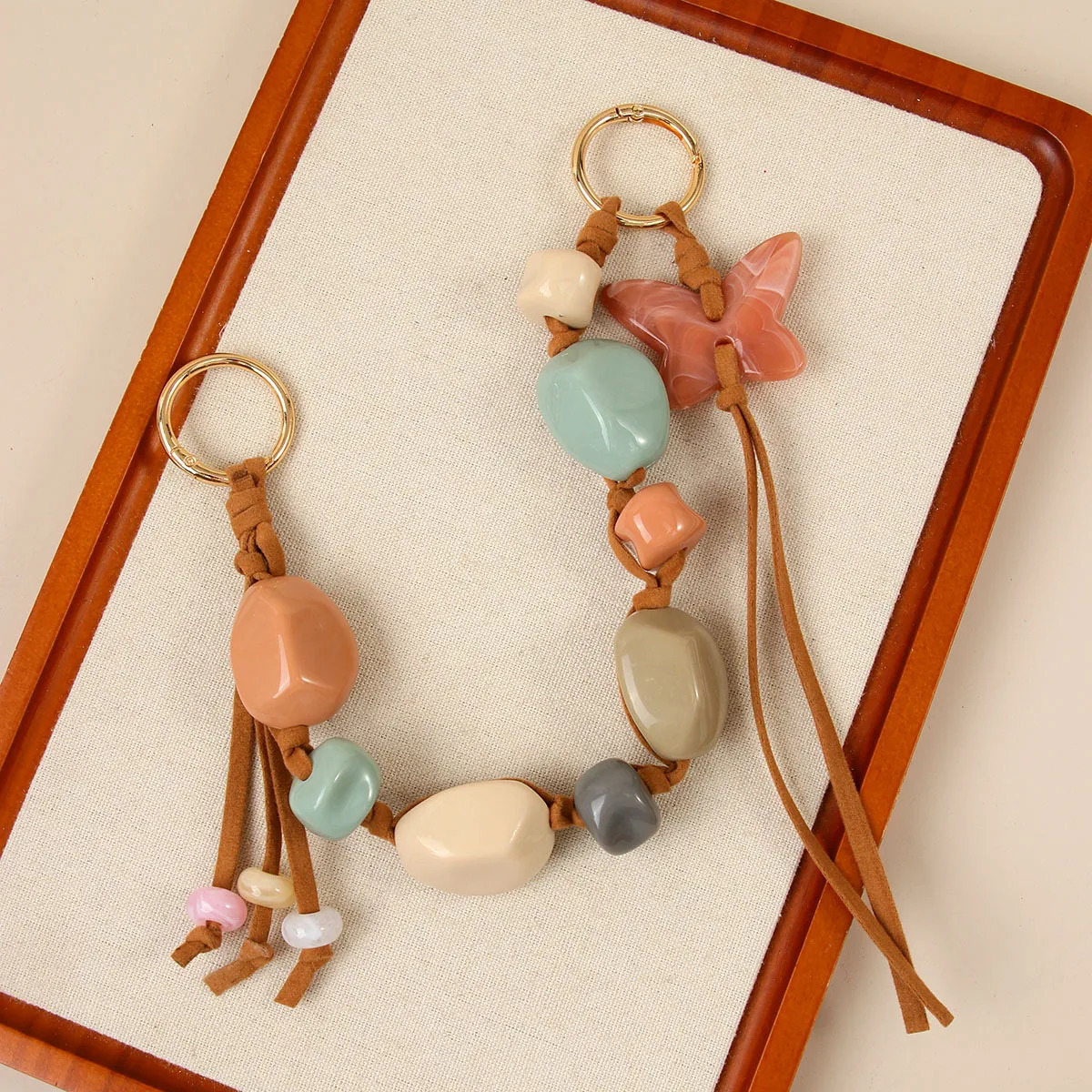 Colorful Acrylic Handbag Charm Strap Handle Bead Replaceable Resin Stone Wristlet Purse Bag Belt Diy Bag Parts Accessories 251029