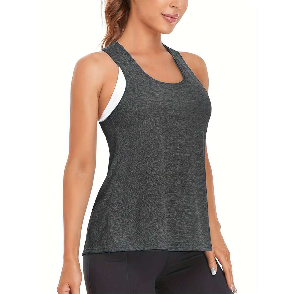 3Pcs Women's Quick-Dry Workout Tank - Sleeveless Racerback Fiess Shirts, Solid Color Athletic Training Tops For Gym, Yoga, Swimming All-Season We