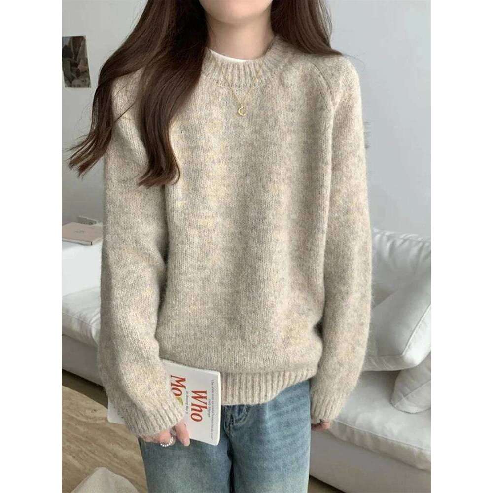 Aoaiiys Pullover Women Casual O Neck Long Sleeve Sweater Coats Fashion Solid Loose Knitted Jumpers Autumn Winter New Pullovers