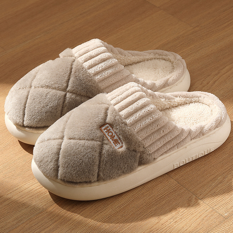 Designer cotton slippers for women, thick-soled for autumn and winter, home, indoor, warm and anti-slip, couple, men, wholesale of wool cotton slipper