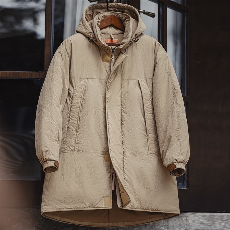 Maden Vintage Midlength Padding Cotton Jackets Khaki Hooded Coat Pcu Level7 Jacket for Mens Winter Warm Classic Parka Coat 251028